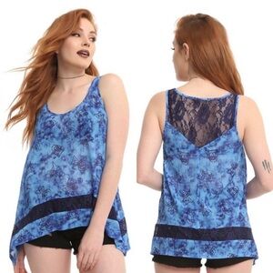 Hot Topic X Disney | "Lilo And Stitch" Blue Tie Dye Chiffon Top | Size Medium